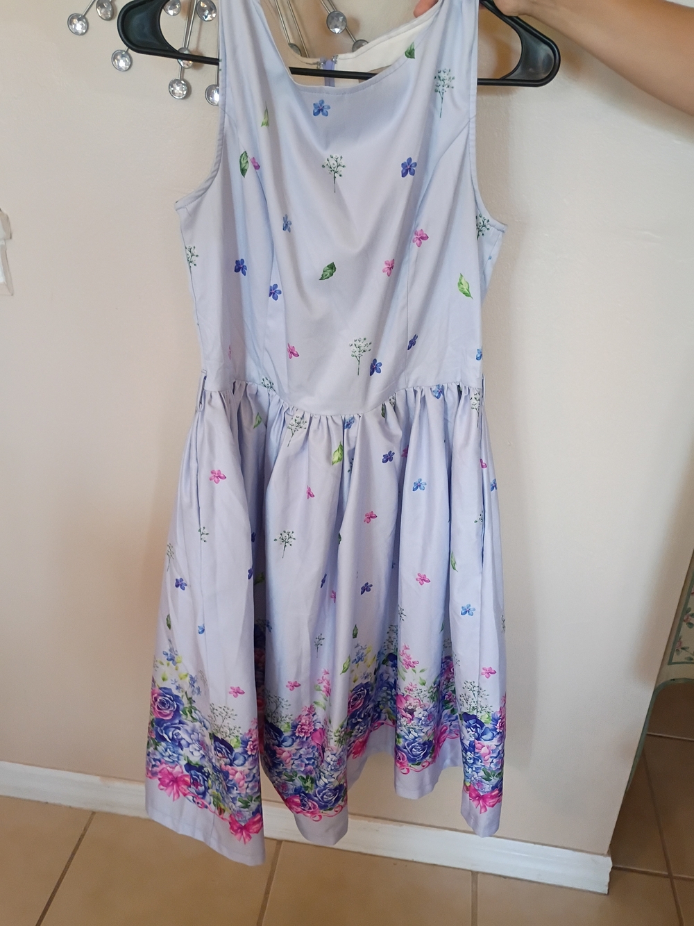 Lindy Bop Light Lavender Floral Border Dress